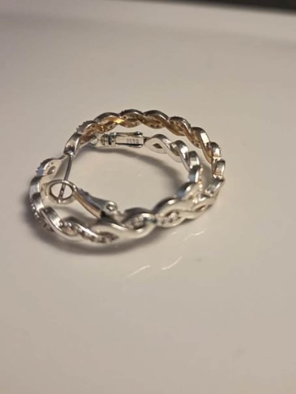 Silver Twisted Hoop Earrings - Women Jewelry